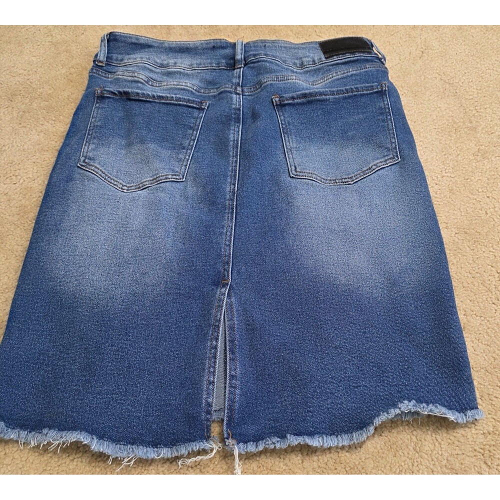 !iT Jeans Midi Denim Skirt Women 12 Blue Stretch Distressed Tatiana Classic - Picture 7 of 11
